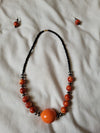 Ensemble collier et boucles d oreille avec perles oranges